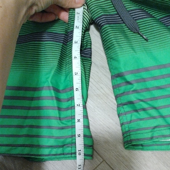 Green and Black Striped Swim Shorts - Picture 6 of 7